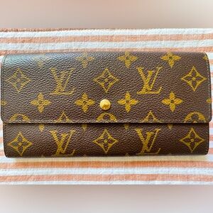 Louis Vuitton Monogram Portefeiulle Sarah Long Bifold Wallet Made In France